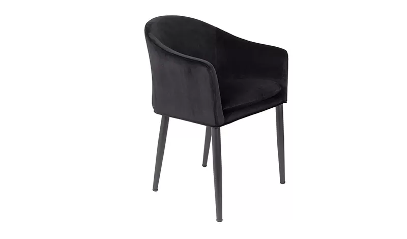 White Label Living - Sedia Catelyn in velluto poliestere nero.