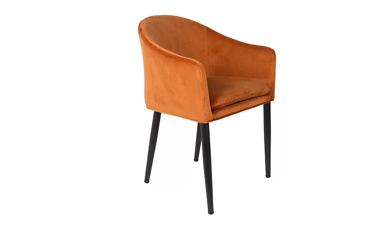 White Label Living - Sedia Catelyn in velluto poliestere arancio.