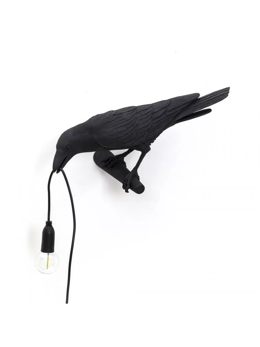 Bird Lamp sguardo a destra Black- lampada da muro - Seletti - immagine 2