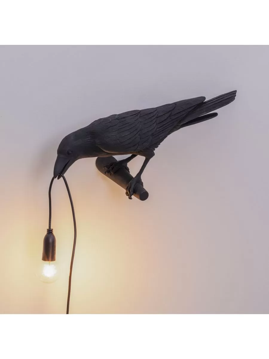Bird Lamp sguardo a destra Black- lampada da muro - Seletti