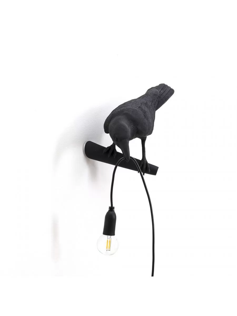 Bird Lamp sguardo a destra Black- lampada da muro - Seletti - immagine 3
