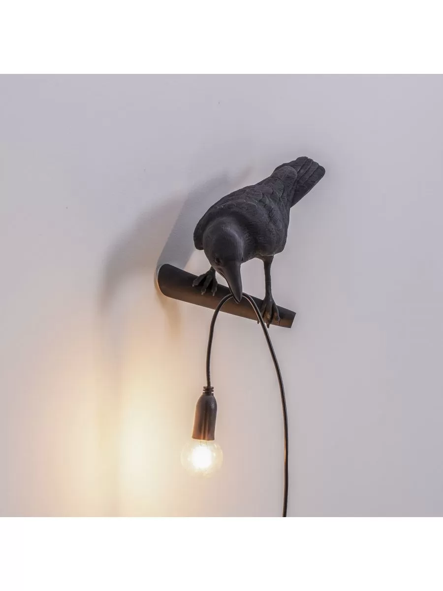 Bird Lamp sguardo a destra Black- lampada da muro - Seletti - immagine 4