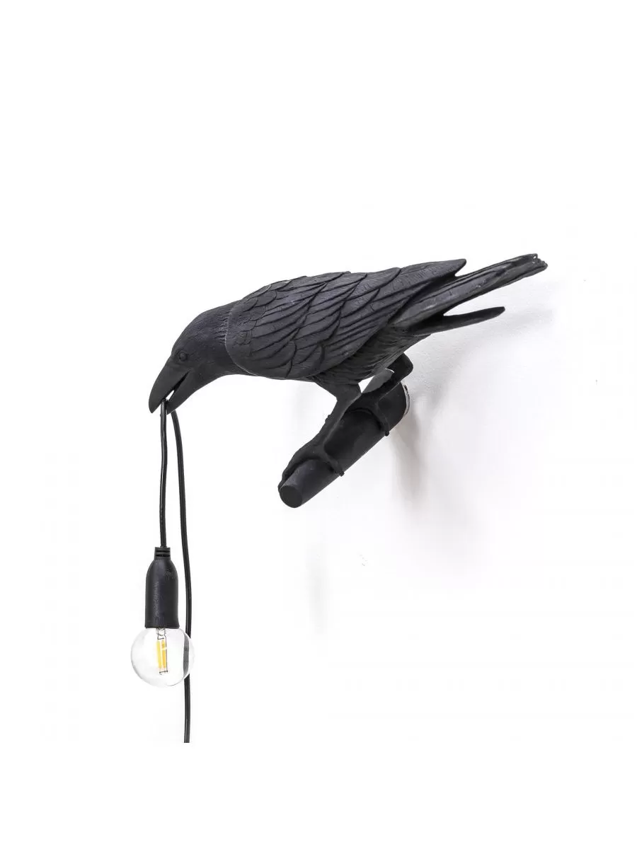 Bird Lamp sguardo a destra Black- lampada da muro - Seletti - immagine 5