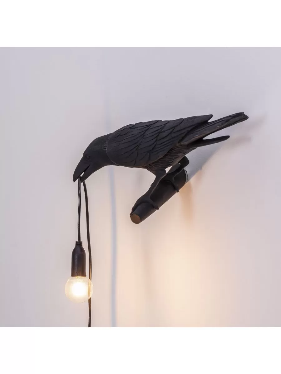 Bird Lamp sguardo a destra Black- lampada da muro - Seletti - immagine 6