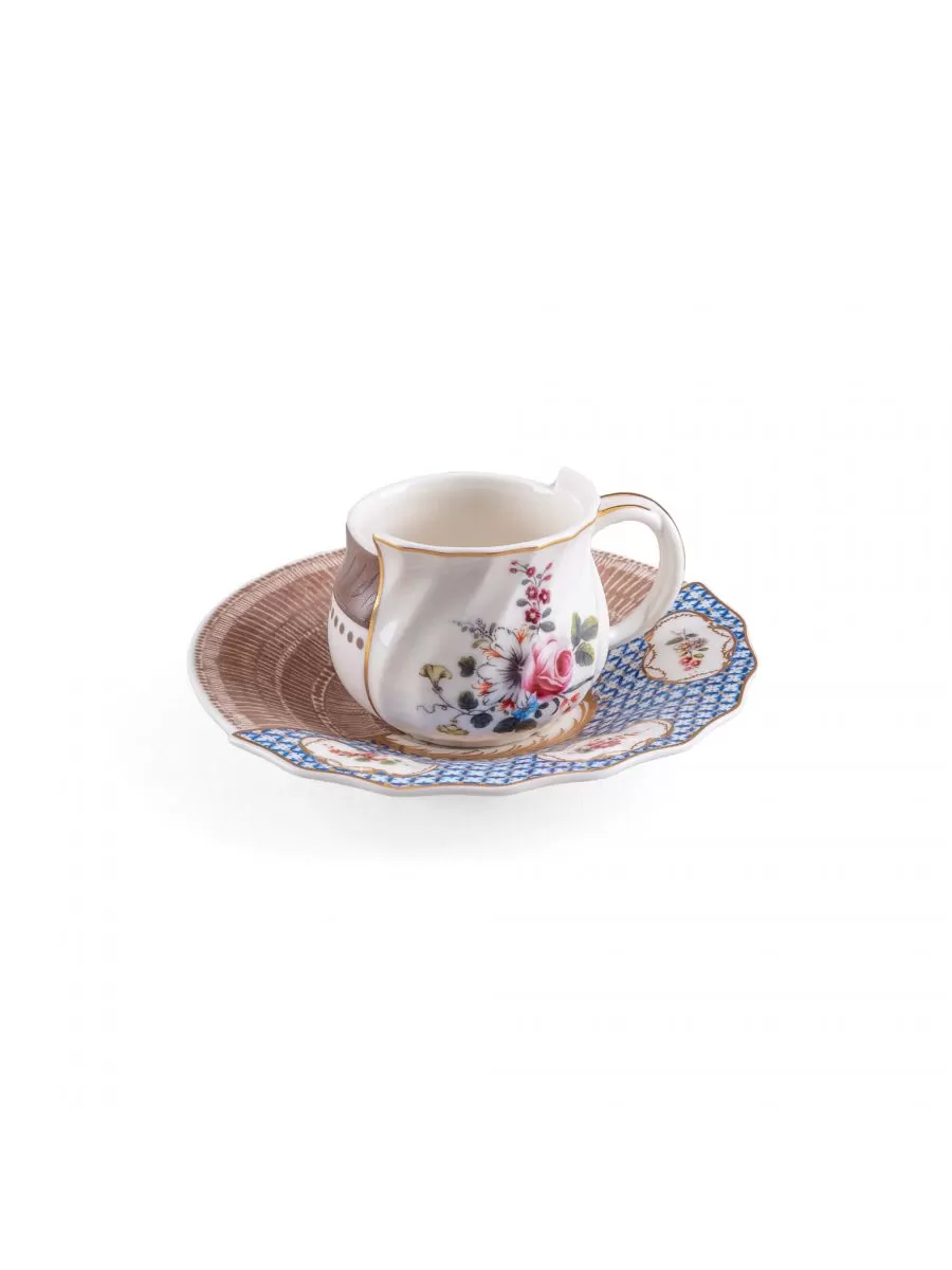 Djenne - tazza da caffè con piattino in porcellana - Hybrid - Seletti